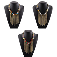 Fashion Fringe Necklace Zinc Alloy with iron chain & Cotton & Acrylic with 3lnch extender chain antique gold color plated twist oval chain nickel lead & cadmium free 130mm Sold Per Approx 19.7 Inch Strand