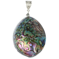 Natural Abalone Shell Pendants with brass bail platinum color plated 40-70mm Approx Sold By PC