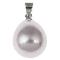 South Sea Shell Pendant with brass bail Teardrop platinum color plated natural purple Approx Sold By PC