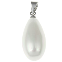 South Sea Shell Pendant with brass bail Teardrop platinum color plated natural white Approx Sold By PC