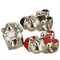 Zinc Alloy European Beads Bear platinum color plated Christmas jewelry & without troll & enamel nickel lead & cadmium free Approx 5mm Sold By Lot