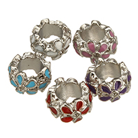 Zinc Alloy European Beads Setting Flower platinum color plated without troll & enamel nickel lead & cadmium free Approx 6mm Inner Approx 2mm Sold By Lot