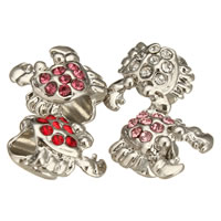 Zinc Alloy European Beads Crab platinum color plated without troll & with rhinestone nickel lead & cadmium free Approx 4.5mm Sold By Lot