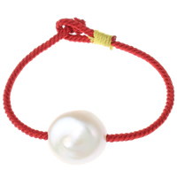 Sötvatten odlade Pearl Bracelet, Freshwater Pearl, med Nylontråd, med 5cm extender kedja, naturlig, vit, 15-16mm, Såld Per Ca 5.5 inch Strand
