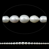 Riso coltivato in perla d'acqua dolce, perla d'acquadolce coltivata naturalmente, naturale, bianco, 4-10mm, Foro:Appross. 0.8mm, Venduto per Appross. 15.5 pollice filo