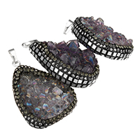 Natural Agate Druzy Pendant Ice Quartz Agate with Rhinestone Clay Pave & Abalone Shell & Brass plated druzy style & mixed 24-32x31-47x12-17mm Approx Sold By Lot