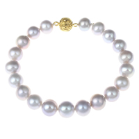 Freshwater Cultured Pearl Bracelet Freshwater Pearl brass bayonet clasp Potato natural purple 7-8mm Sold Per Approx 6 Inch Strand
