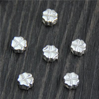 Perline in argento sterlina 925, 925 argento sterlina, trifoglio quattro petali, 5mm, Foro:Appross. 1.2mm, 20PC/lotto, Venduto da lotto