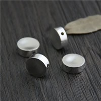 925 Sterling Silver Pärlor, Flat Round, 12.60x5mm, Hål:Ca 1.8mm, 5PC/Lot, Säljs av Lot