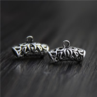Thailand Sterling Silver Bail Bead, Curved Tube, hollow, 5.50x15mm, Hole:Approx 3.5mm, 10PCs/Lot, Sold By Lot