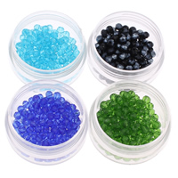 Rondelle-Krystal-Perler, Krystal, facetteret, flere farver til valg, 4x3mm, Hole:Ca. 1mm, 100pc'er/Bag, Solgt af Bag