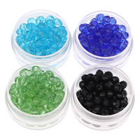 Rondelle-Krystal-Perler, Krystal, facetteret, flere farver til valg, 6x5mm, Hole:Ca. 1mm, 100pc'er/Bag, Solgt af Bag