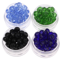 Rondelle-Krystal-Perler, Krystal, facetteret, flere farver til valg, 8x7mm, Hole:Ca. 1mm, 72pc'er/Bag, Solgt af Bag