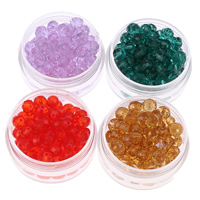Rondelle-Krystal-Perler, Krystal, facetteret, flere farver til valg, 6x5mm, Hole:Ca. 1mm, 100pc'er/Bag, Solgt af Bag