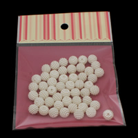 ABS plast pärla Bead, med OPP, Rund, löstagbar, vit, 10mm, Hål:Ca 1mm, 50PC/Bag, Säljs av Bag