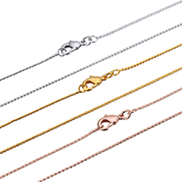 Cadena de collar de cobre amarillo, metal, chapado, más colores para la opción, libre de níquel, plomo & cadmio, 0.80mm, longitud aproximado 17.5 Inch, 50Strandsfilamento/Grupo, Vendido por Grupo