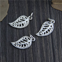 925 Sterling Silver Pendant, Leaf, 9.20x18.30mm, Hole:Approx 4mm, 10PCs/Lot, Sold By Lot