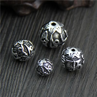 Buddhistiska pärlor, Thailand Sterling Silver, Rund, mantraen & olika storlek för val, Säljs av Lot