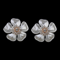 Jewelry Accessories ABS Plastic Pearl with Zinc Alloy Flower gold color plated with rhinestone white Approx 1mm Sold By Bag