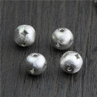 925 Sterling Sølv Perler, Runde, børstet & hule, 9.30x10mm, Hole:Ca. 1.4mm, 5pc'er/Lot, Solgt af Lot