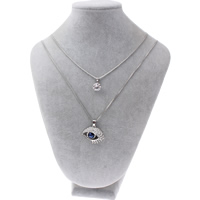 Zinc Alloy Sweater Chain Necklace with brass chain Eye platinum color plated box chain & faceted & with rhinestone &  lead & cadmium free Length Approx 23.5 Inch Sold By Bag