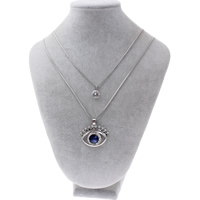 Zinc Alloy Sweater Chain Necklace with brass chain & Crystal Eye platinum color plated box chain & faceted & with rhinestone &  lead & cadmium free Length Approx 23.5 Inch Sold By Bag