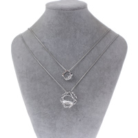 Zinc Alloy Sweater Chain Necklace with brass chain & Glass Cube platinum color plated box chain & faceted &  lead & cadmium free Length Approx 23.5 Inch Sold By Bag