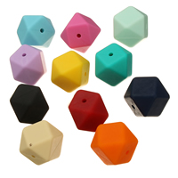Perles de silicone, Approbation de la FDA, plus de couleurs à choisir, 17x17x17mm, Trou:Environ 2mm, 50PC/sac, Vendu par sac