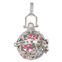 Pregnant Ball Locket Pendant Brass Round platinum color plated enamel & with rhinestone & hollow lead & cadmium free Approx Sold By PC