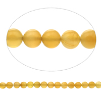 Perle Agate jaune naturelle, Rond, normes différentes pour le choix, Trou:Environ 1mm, Longueur Environ 15 pouce, Vendu par lot