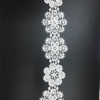 Spitzenbesatz, Polyester, Blume, weiß, 55mm, 75WerftenHof/Menge, verkauft von Menge