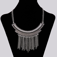 Fashion Fringe Necklace Zinc Alloy with iron chain with 5cm extender chain antique silver color plated twist oval chain & with rhinestone lead & cadmium free Sold Per Approx 15.5 Inch Strand