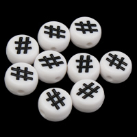 Opaque Acrylic Beads, Flat Round, solid color, white, 7x4mm, Hole:Approx 1mm, Approx 3000PCs/Bag, Sold By Bag