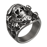 roestvrij staal Maar vinger ring, 316 Roestvrij staal, Schedel, woord liefde, verschillende grootte voor keus & zwart maken, 25.50x7mm, 5pC's/Lot, Verkocht door Lot
