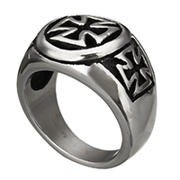 Stainless Steel Finger Ring for Men 316 Stainless Steel Cross & blacken Sold By Lot