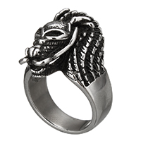 Hombres de acero inoxidable anillo del dedo, acero inoxidable 316, Dragón, diverso tamaño para la opción & ennegrezca, 26x12mm, 5PCs/Grupo, Vendido por Grupo