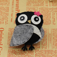 Non-woven Fabrics Brooch with Resin & Iron Owl platinum color plated for children 80mm Sold By Lot