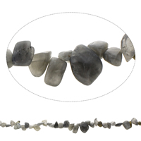 gemstone Chips, Labradorit, Nuggets, naturlig, 8x5mm-11x22x5mm, Hole:Ca. 1.5mm, Ca. 59pc'er/Strand, Solgt Per Ca. 15.5 inch Strand