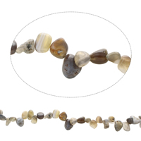 gemstone Chips, Botswana agat, Nuggets, naturlig, 7x13x4mm-13x20x6mm, Hole:Ca. 1mm, Ca. 48pc'er/Strand, Solgt Per Ca. 15.5 inch Strand
