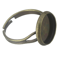 Brass Reuna Ring Base, Messinki, antiikki pronssi väri päällystetty, säädettävä, nikkeli, lyijy ja kadmium vapaa, 14mm, Sisäläpimitta:N. 12mm, Koko:7, 300PC/erä, Myymät erä