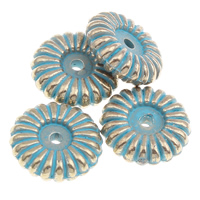 plastique revêtu de cuivre perle d'entretoise, fleur, bleuissement, 10x3mm, Trou:Environ 1mm, 1000PC/sac, Vendu par sac
