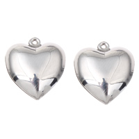 Pendientes Corazón de acero inoxidable, color original, 16x18x6mm, agujero:aproximado 1mm, 200PCs/Bolsa, Vendido por Bolsa