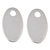 Stainless Steel Tag Charm Flat Oval original color Approx 1mm Sold By Bag