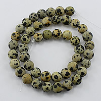 Dalmatinische Perlen, Dalmatiner, rund, natürlich, verschiedene Größen vorhanden & satiniert, Bohrung:ca. 1-2mm, Länge:ca. 14 ZollInch, verkauft von Menge