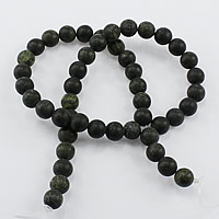 Russische Serpentine Perlen, rund, natürlich, verschiedene Größen vorhanden & satiniert, Bohrung:ca. 1-2mm, Länge ca. 15 ZollInch, verkauft von Menge
