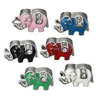 Zinc Alloy European Beads Elephant platinum color plated without troll & enamel & with rhinestone nickel lead & cadmium free Approx Sold By Lot