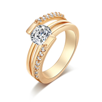 Gets® Finger Ring Brass real gold plated & with cubic zirconia & faceted nickel lead & cadmium free 10mm Sold By PC