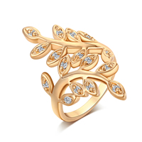 Gets® Finger Ring Brass Leaf real gold plated & with cubic zirconia nickel lead & cadmium free 33mm Sold By PC