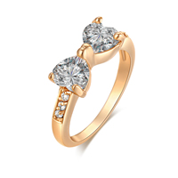 Gets® Finger Ring Brass Bowknot real gold plated & with cubic zirconia & faceted nickel lead & cadmium free 14mm Sold By PC