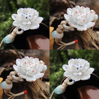 Porcelain Bracelet with Waxed Linen Cord Flower glazed adjustable 180mm Sold Per Approx 7 Inch Strand